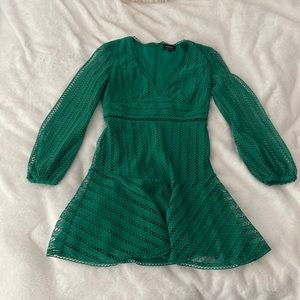 Green Long Sleeve Mini Dress